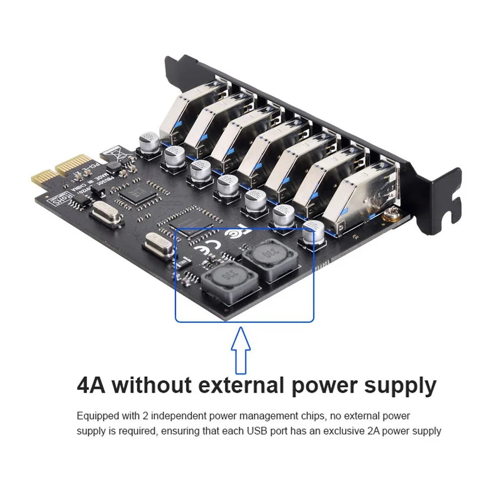 U3-019-7P 7 Ports 5Gbps PCI-E to USB 3.0 HUB PCI Express Expansion Card Adapter with NEC+VLI Dual Chip - 4