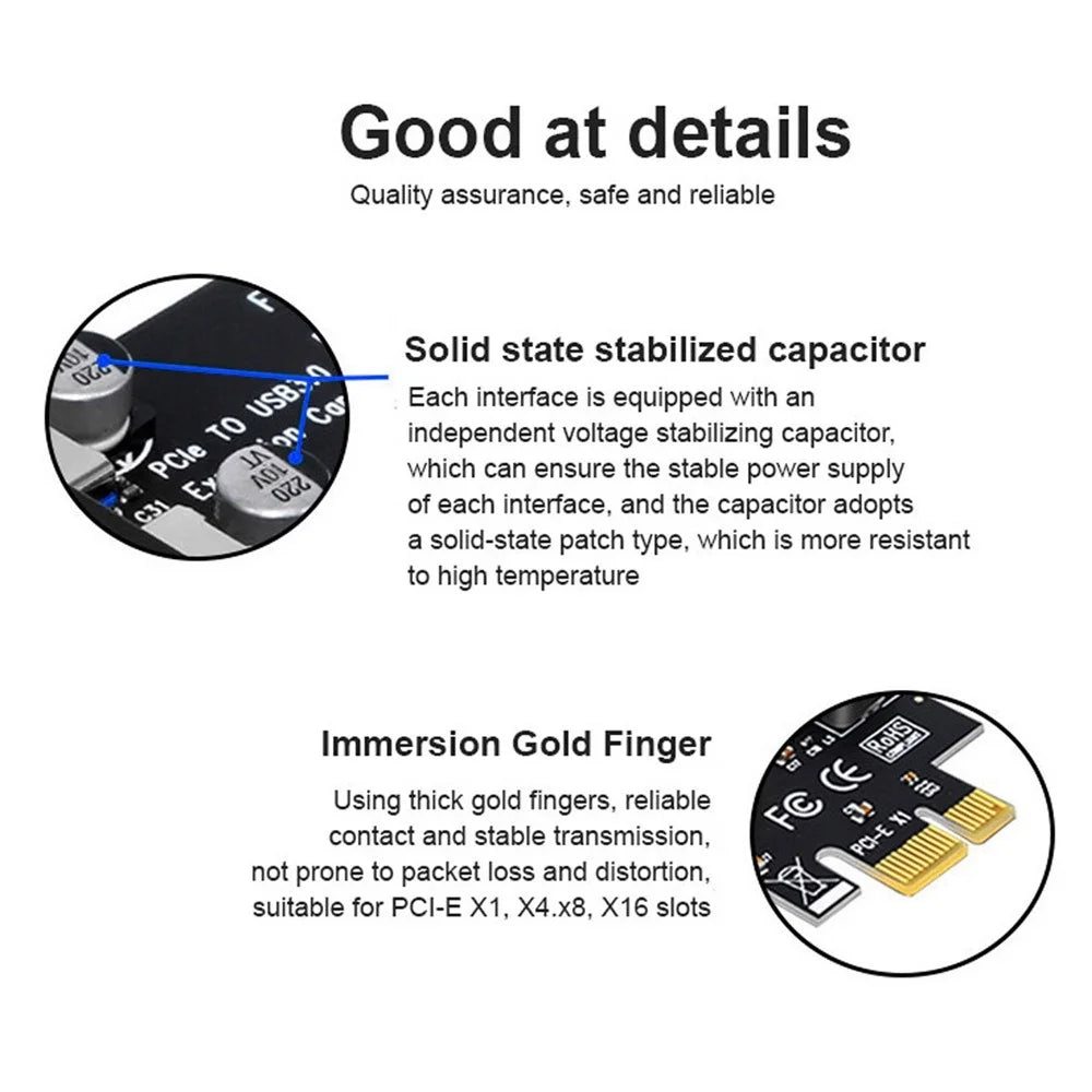U3-019-7P 7 Ports 5Gbps PCI-E to USB 3.0 HUB PCI Express Expansion Card Adapter with NEC+VLI Dual Chip - 6
