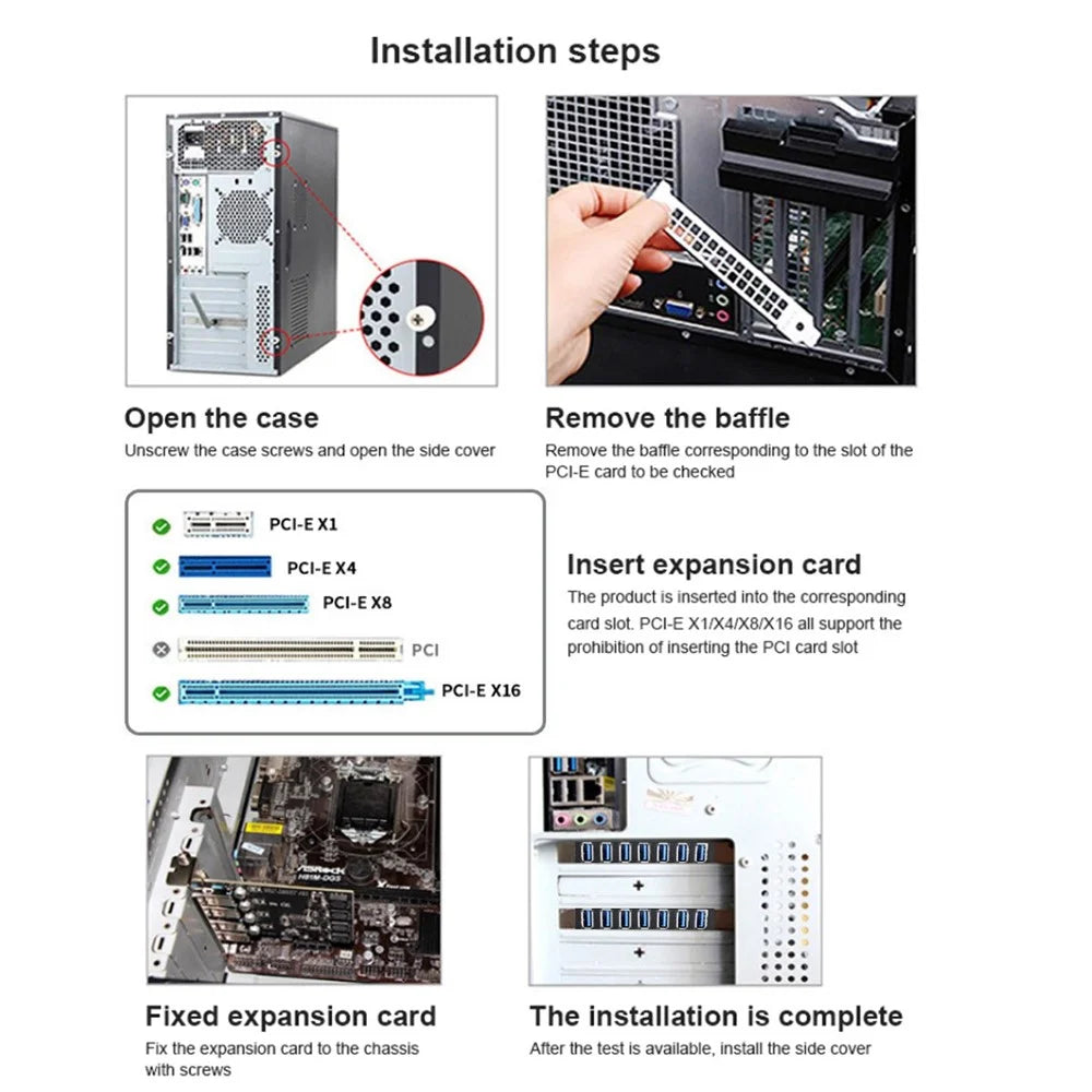 U3-019-7P 7 Ports 5Gbps PCI-E to USB 3.0 HUB PCI Express Expansion Card Adapter with NEC+VLI Dual Chip - 7