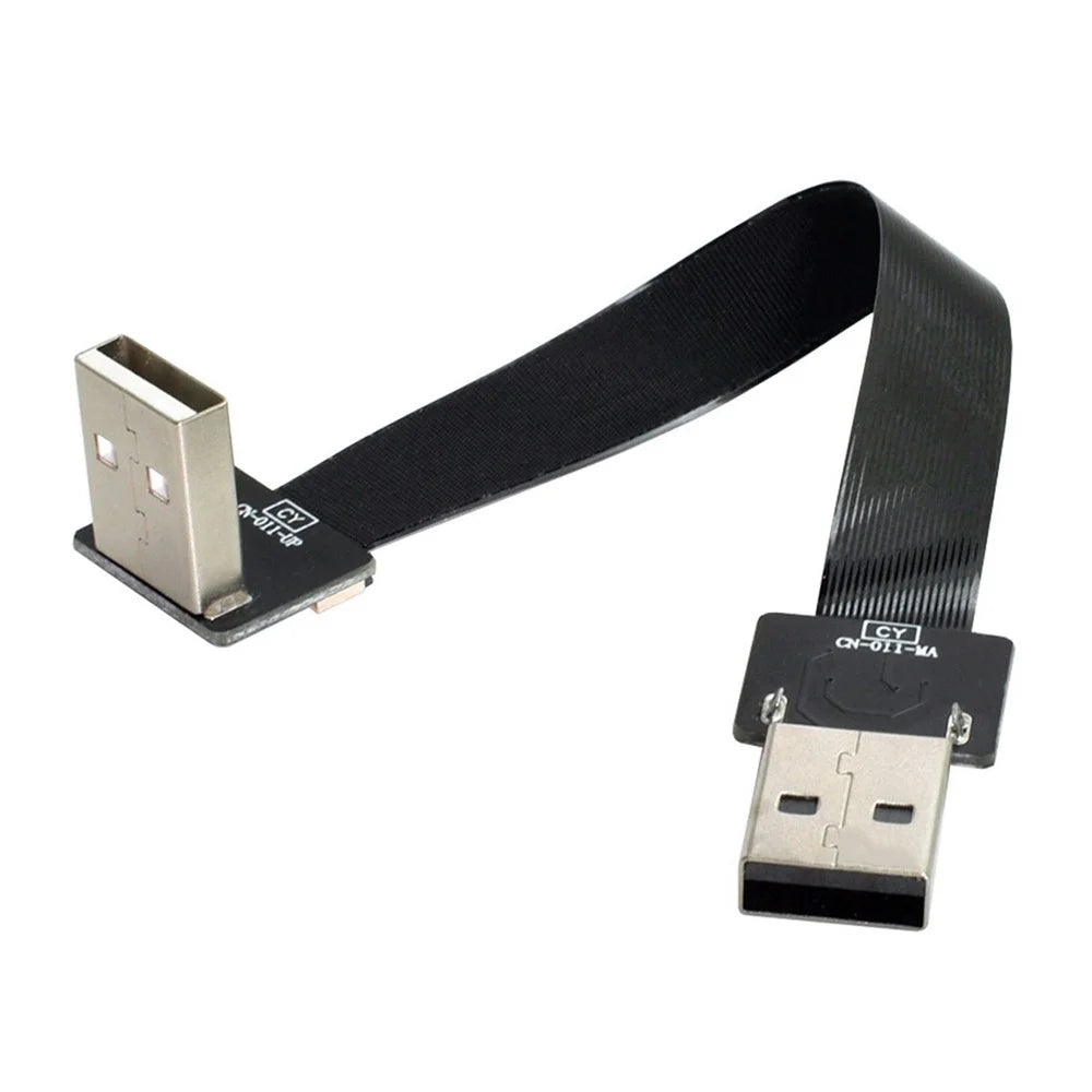 U2-031-UP-0.2M CN-011-MA/CN-011-UP/CN-019-0.2M Up Angled USB 2.0 Type-A Male to Male Flat FPC Data Cable 90 Degree for FPV/Disk/Scanner/Printer - 2