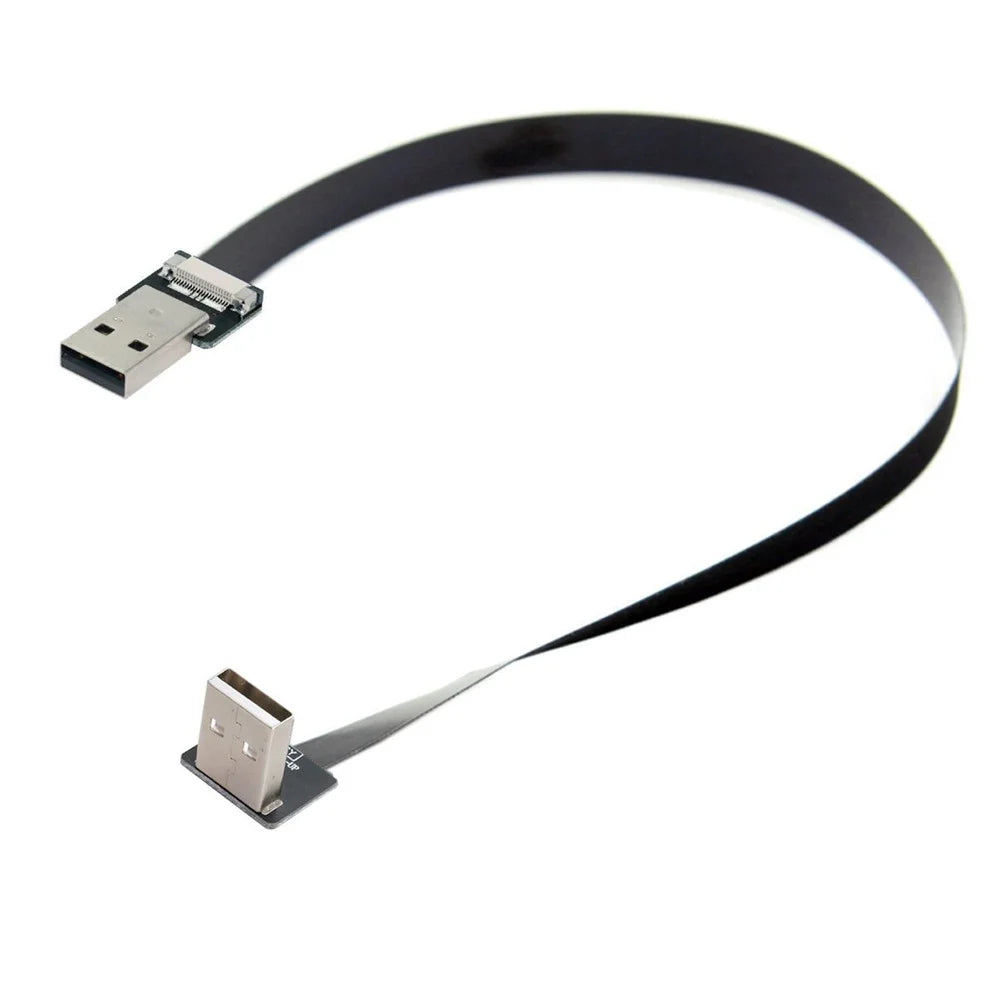U2-031-UP-0.2M CN-011-MA/CN-011-UP/CN-019-0.2M Up Angled USB 2.0 Type-A Male to Male Flat FPC Data Cable 90 Degree for FPV/Disk/Scanner/Printer - 6