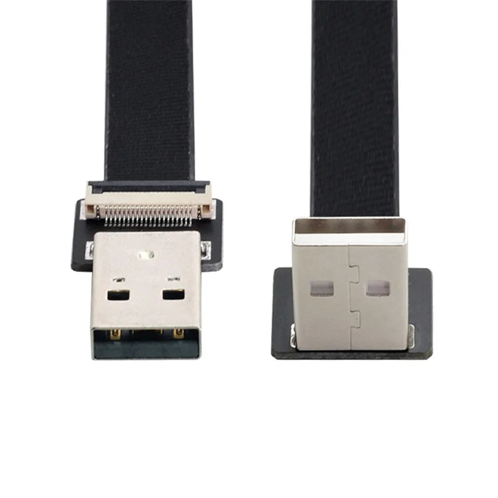 U2-031-UP-0.2M CN-011-MA/CN-011-UP/CN-019-0.2M Up Angled USB 2.0 Type-A Male to Male Flat FPC Data Cable 90 Degree for FPV/Disk/Scanner/Printer - 7