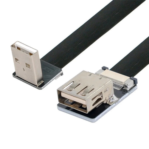 U2-044-DN-0.2M CN-011-DN/CN-011-FE/CN-019-0.2M Down Angled USB 2.0 Type-A Male to Female Extension Flat Slim FPC Cable 480Mbps Data Transmission for FPV/Disk/Scanner/Printer - 1