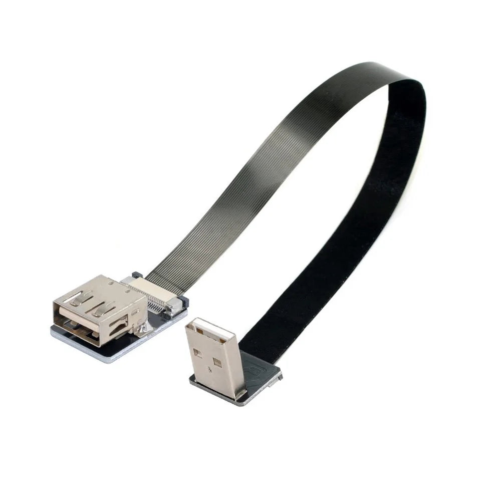U2-044-DN-0.2M CN-011-DN/CN-011-FE/CN-019-0.2M Down Angled USB 2.0 Type-A Male to Female Extension Flat Slim FPC Cable 480Mbps Data Transmission for FPV/Disk/Scanner/Printer - 6