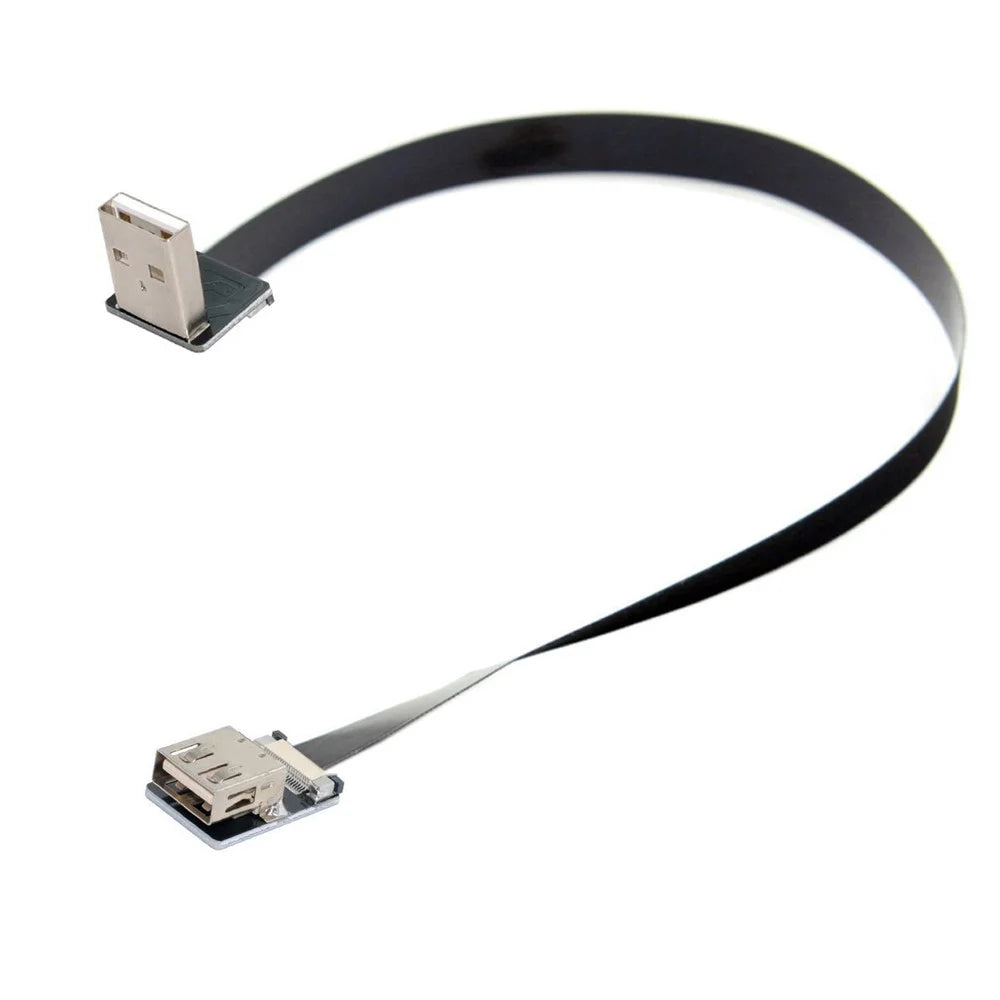 U2-044-DN-0.2M CN-011-DN/CN-011-FE/CN-019-0.2M Down Angled USB 2.0 Type-A Male to Female Extension Flat Slim FPC Cable 480Mbps Data Transmission for FPV/Disk/Scanner/Printer - 7
