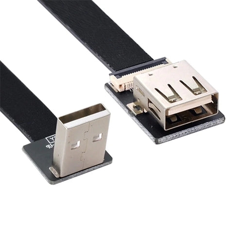 U2-044-UP-0.2M CN-011-UP/CN-011-FE/CN-019-0.2M for FPV/Disk/Scanner/Printer Up Angled USB 2.0 Type-A Male to Female Extension Data Cord Flat Slim FPC Cable - 1