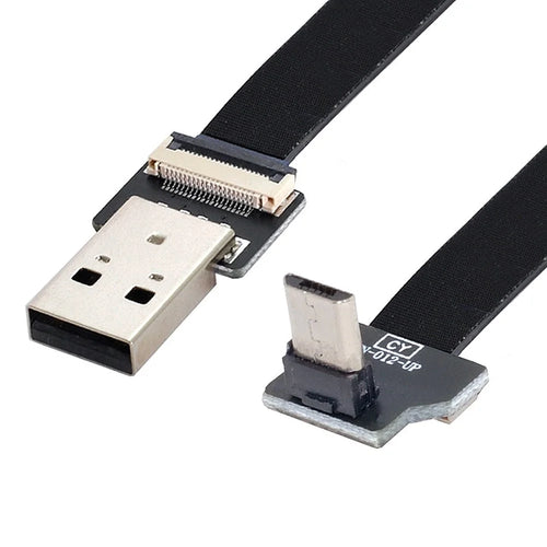 U2-045-UP CN-011-MA/CN-012-UP/CN-01 USB 2.0 Type-A Male to Micro USB 5Pin Male Flat FPC Cable Up Angled Data Transfer Wire for FPV/Disk/Phone - 1