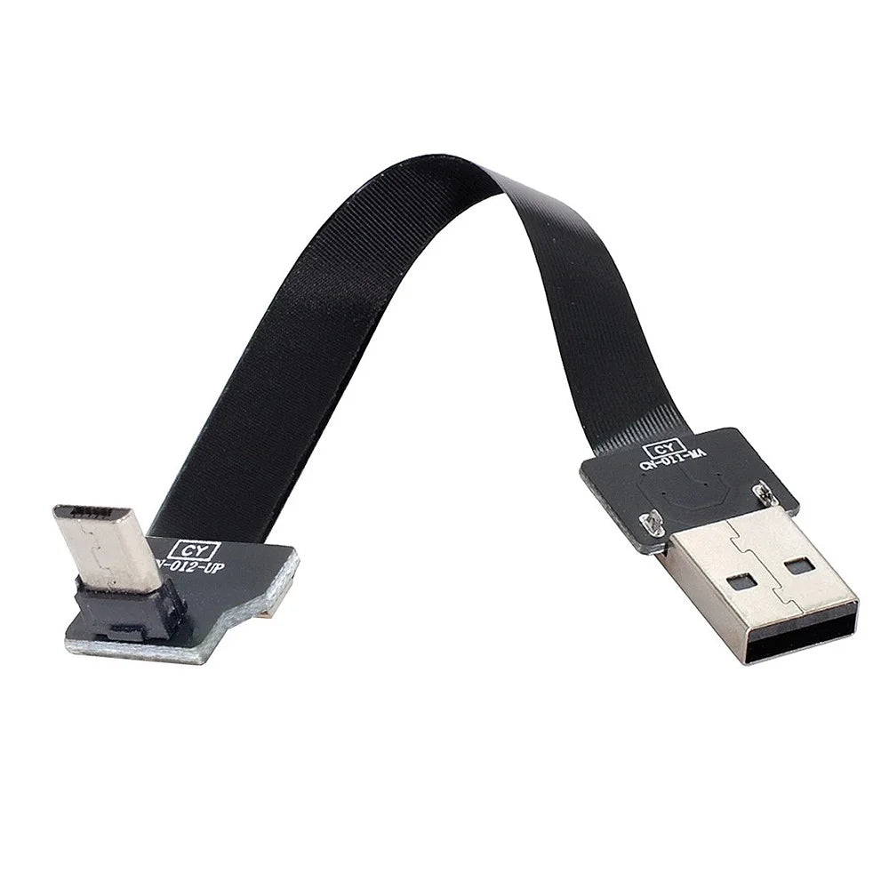U2-045-UP CN-011-MA/CN-012-UP/CN-01 USB 2.0 Type-A Male to Micro USB 5Pin Male Flat FPC Cable Up Angled Data Transfer Wire for FPV/Disk/Phone - 2