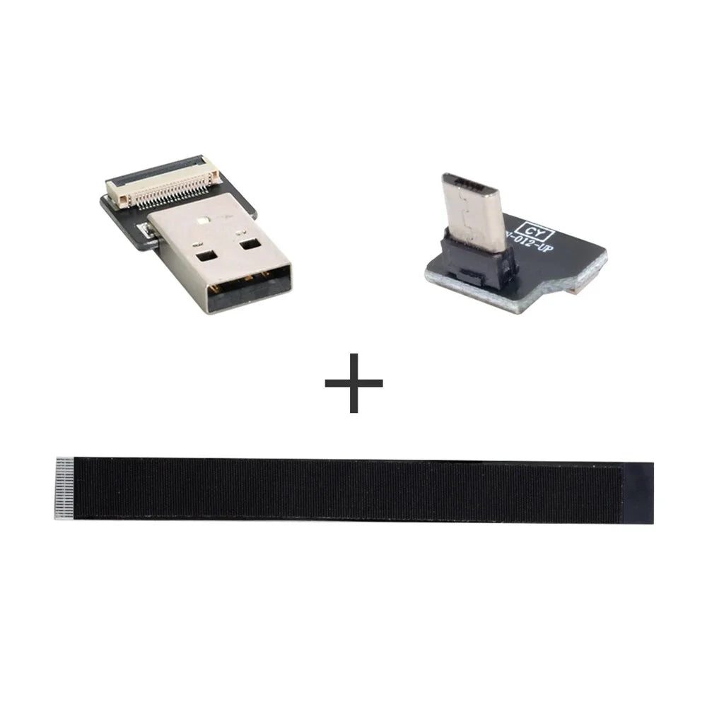 U2-045-UP CN-011-MA/CN-012-UP/CN-01 USB 2.0 Type-A Male to Micro USB 5Pin Male Flat FPC Cable Up Angled Data Transfer Wire for FPV/Disk/Phone - 3