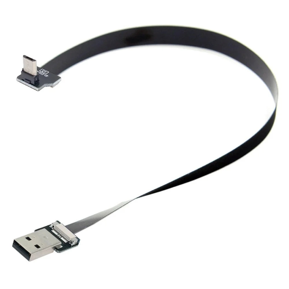 U2-045-UP CN-011-MA/CN-012-UP/CN-01 USB 2.0 Type-A Male to Micro USB 5Pin Male Flat FPC Cable Up Angled Data Transfer Wire for FPV/Disk/Phone - 7