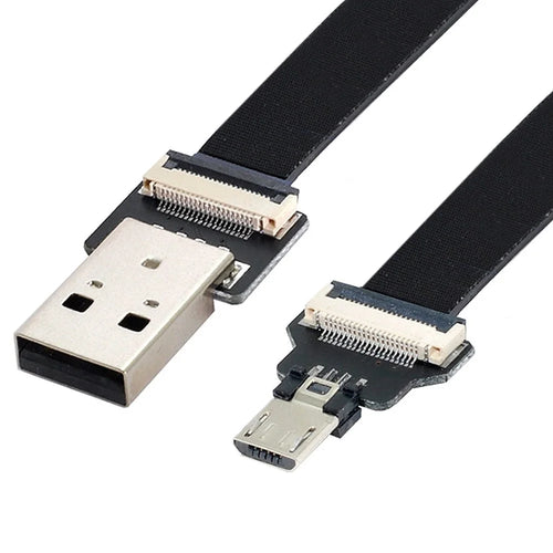 U2-045-BK CN-011-MA/CN-012-MA/CN-01 for FPV/Disk/Phone USB 2.0 Type-A Male to Micro USB 5Pin Male Data Cord Flat Slim FPC Cable - 1