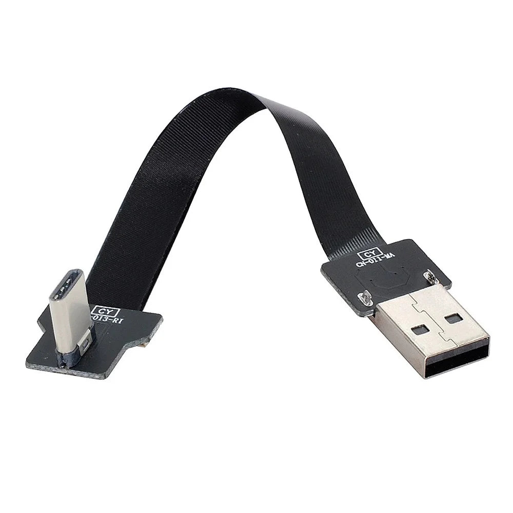 U2-039-RI-0.2M CN-011-MA/CN-013-RI/CN-019 USB 2.0 Type-A Male to Type-C Male Right Angled Flat Slim FPC Data Cable for FPV/Disk/Phone - 2