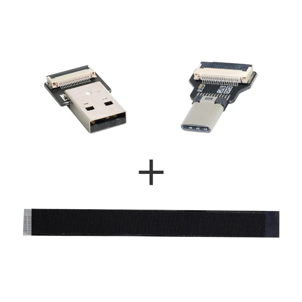U2-039-BK-0.2M CN-011-MA/CN-013-MA/CN-01 USB 2.0 Type-A Male to USB-C Type-C Male Data Flat Slim FPC Cable for FPV/Disk/Phone - 3