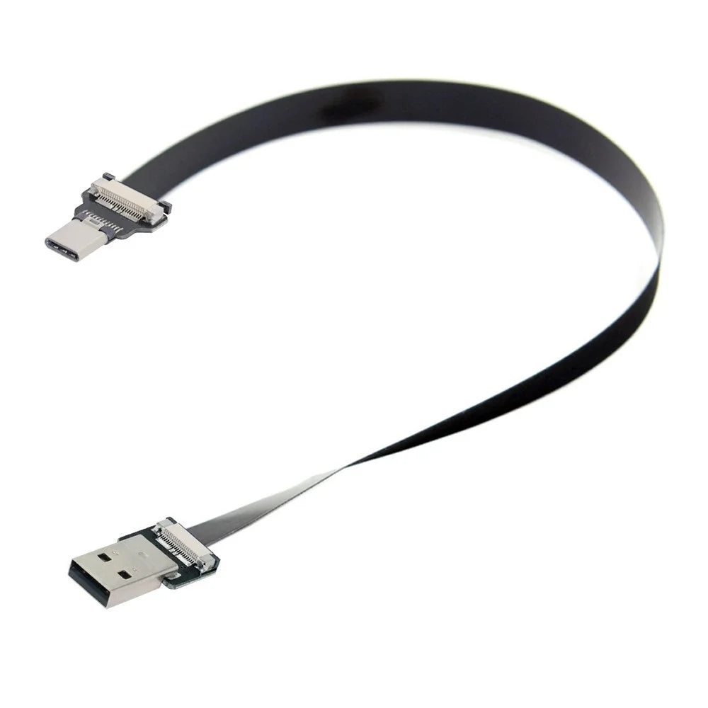 U2-039-BK-0.2M CN-011-MA/CN-013-MA/CN-01 USB 2.0 Type-A Male to USB-C Type-C Male Data Flat Slim FPC Cable for FPV/Disk/Phone - 7