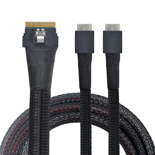 SF-038-0.5M PCI-E Slimline SAS Slim 4.0 SFF-8654 8i 74-pin to Dual Oculink SFF-8611 Cable 50cm PCI-Express Conversion Cord - 1