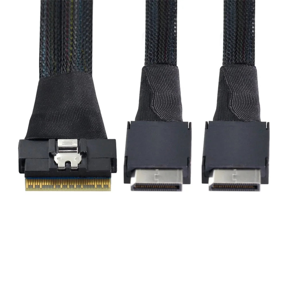 SF-038-0.5M PCI-E Slimline SAS Slim 4.0 SFF-8654 8i 74-pin to Dual Oculink SFF-8611 Cable 50cm PCI-Express Conversion Cord - 6