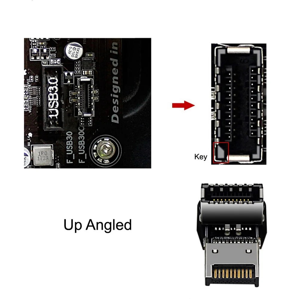 UC-029 2Pcs USB 3.1 Front Panel Header Male to Female Type-E Motherboard Extension Adapter - 4