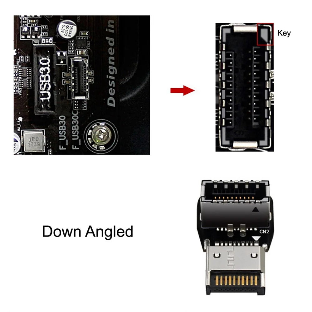 UC-029 2Pcs USB 3.1 Front Panel Header Male to Female Type-E Motherboard Extension Adapter - 5