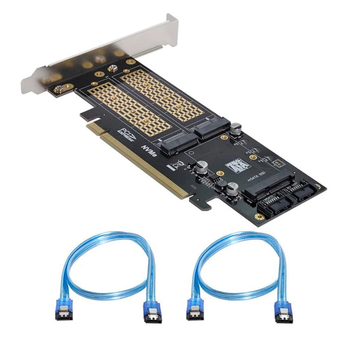 SA-028 3-in-1 PCI Express PCI-E 3.0 + Dual SATA to NGFF NVME mSATA M-Key B/M-key SSD Card Adapter - 1