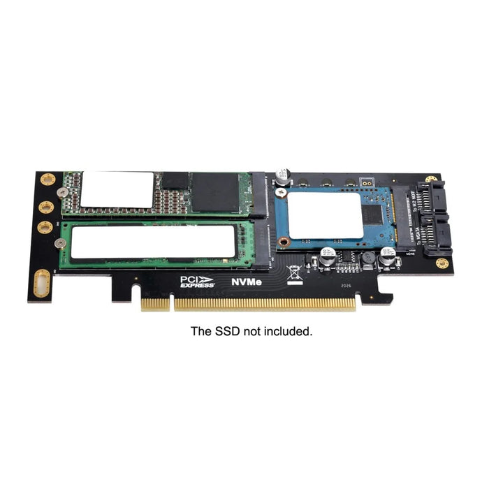 SA-028 3-in-1 PCI Express PCI-E 3.0 + Dual SATA to NGFF NVME mSATA M-Key B/M-key SSD Card Adapter - 3