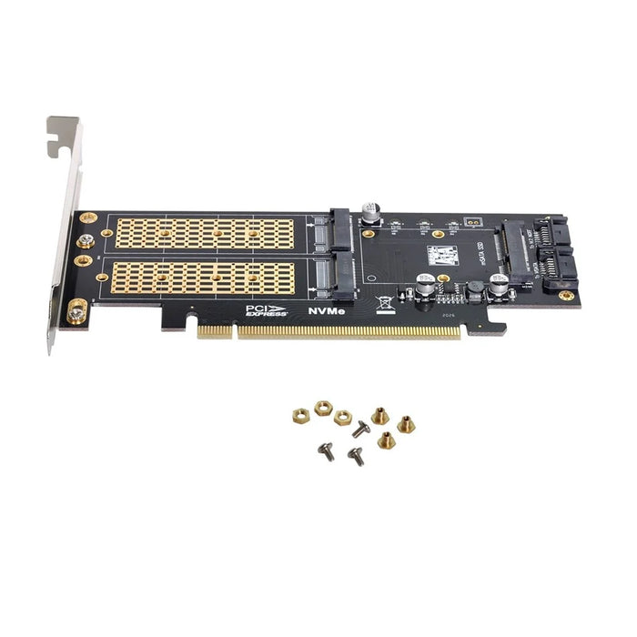 SA-028 3-in-1 PCI Express PCI-E 3.0 + Dual SATA to NGFF NVME mSATA M-Key B/M-key SSD Card Adapter - 5