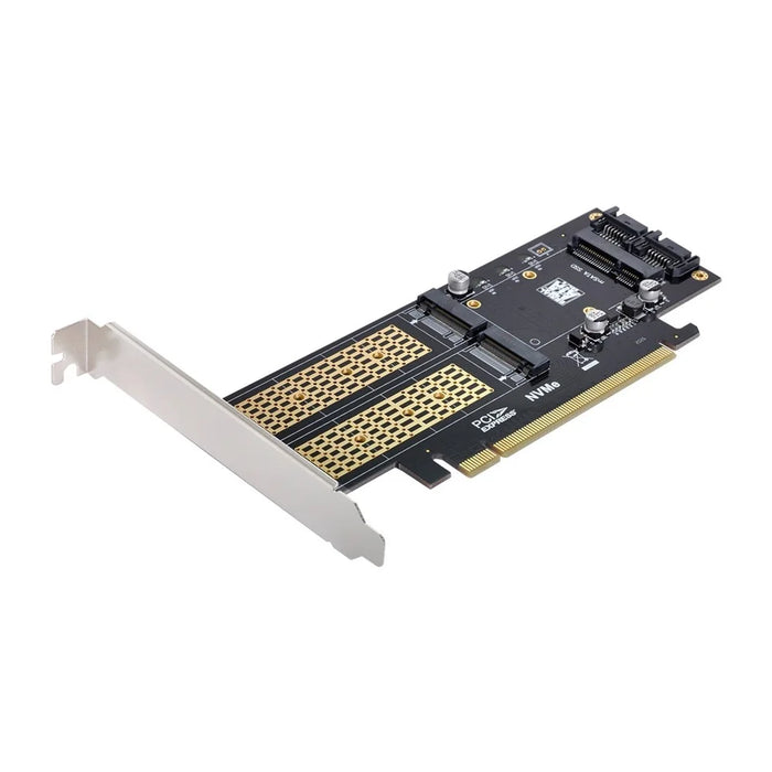 SA-028 3-in-1 PCI Express PCI-E 3.0 + Dual SATA to NGFF NVME mSATA M-Key B/M-key SSD Card Adapter - 6