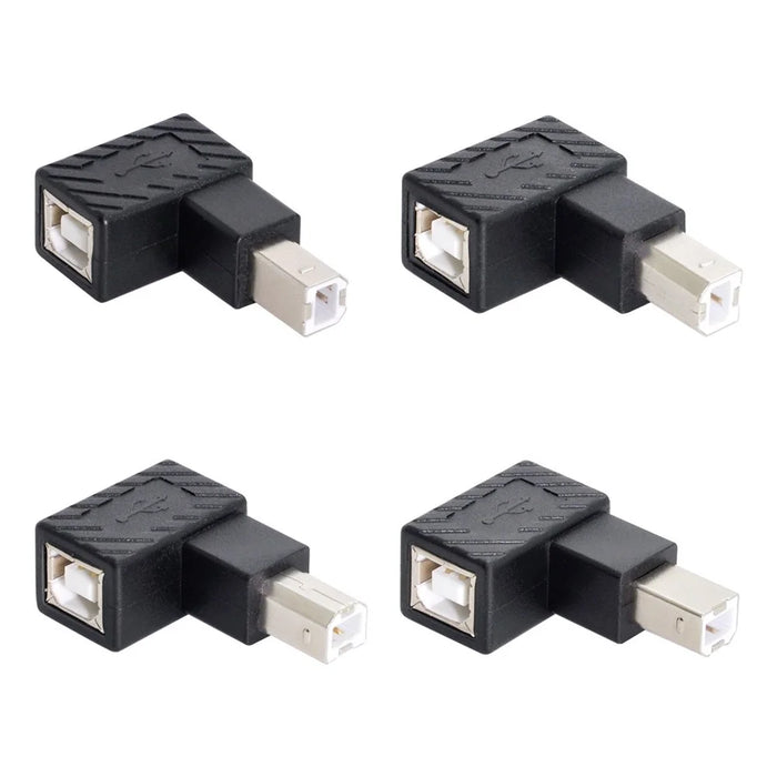 U2-038 4Pcs/Set USB 2.0 B-Type Male to Female 90 Degrees Elbow Adapter Converter - 1