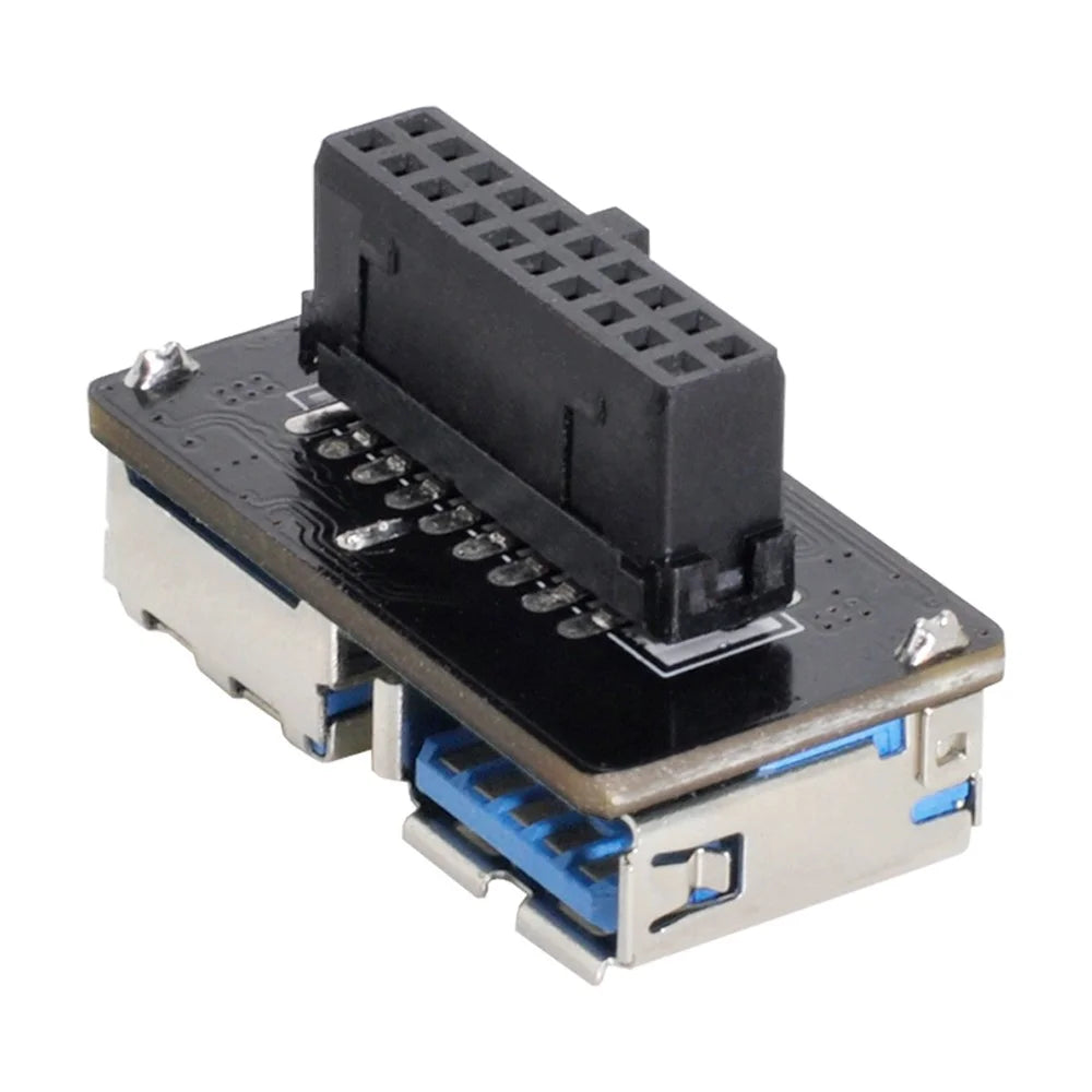 U3-056 Dual USB 3.0 Type-A Female to 20 / 19-Pin Motherboard Header Adapter Board for PC Desktop - 2