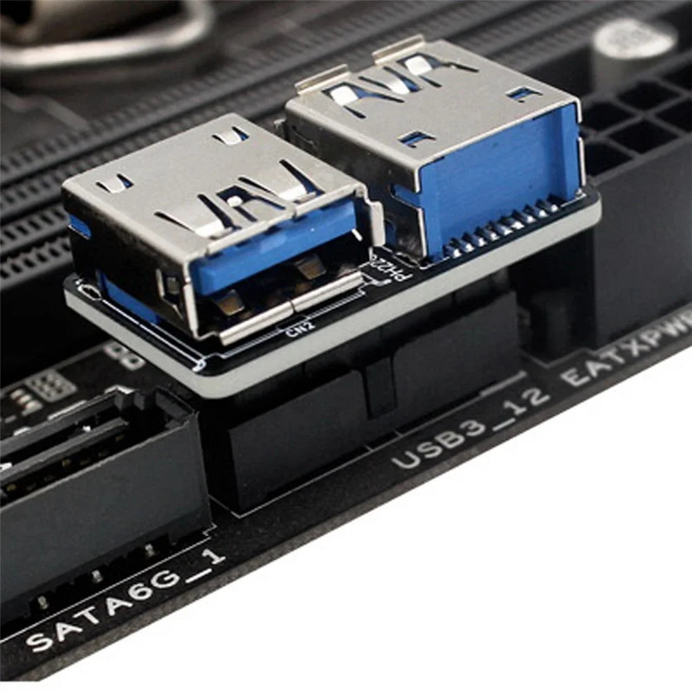 U3-056 Dual USB 3.0 Type-A Female to 20 / 19-Pin Motherboard Header Adapter Board for PC Desktop - 6