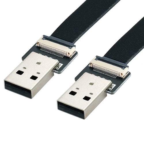 U2-031-BK-0.2M CN-011-MA/CN-011-MA/CN-019-0.2M USB 2.0 Type-A Male to Male Data Transfer Flat FPC Cable for FPV/Disk/Scanner/Printer - 1