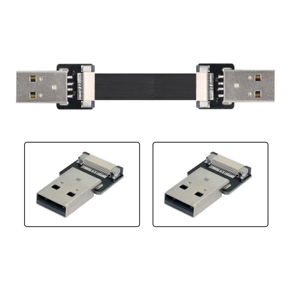 U2-031-BK-0.2M CN-011-MA/CN-011-MA/CN-019-0.2M USB 2.0 Type-A Male to Male Data Transfer Flat FPC Cable for FPV/Disk/Scanner/Printer - 4