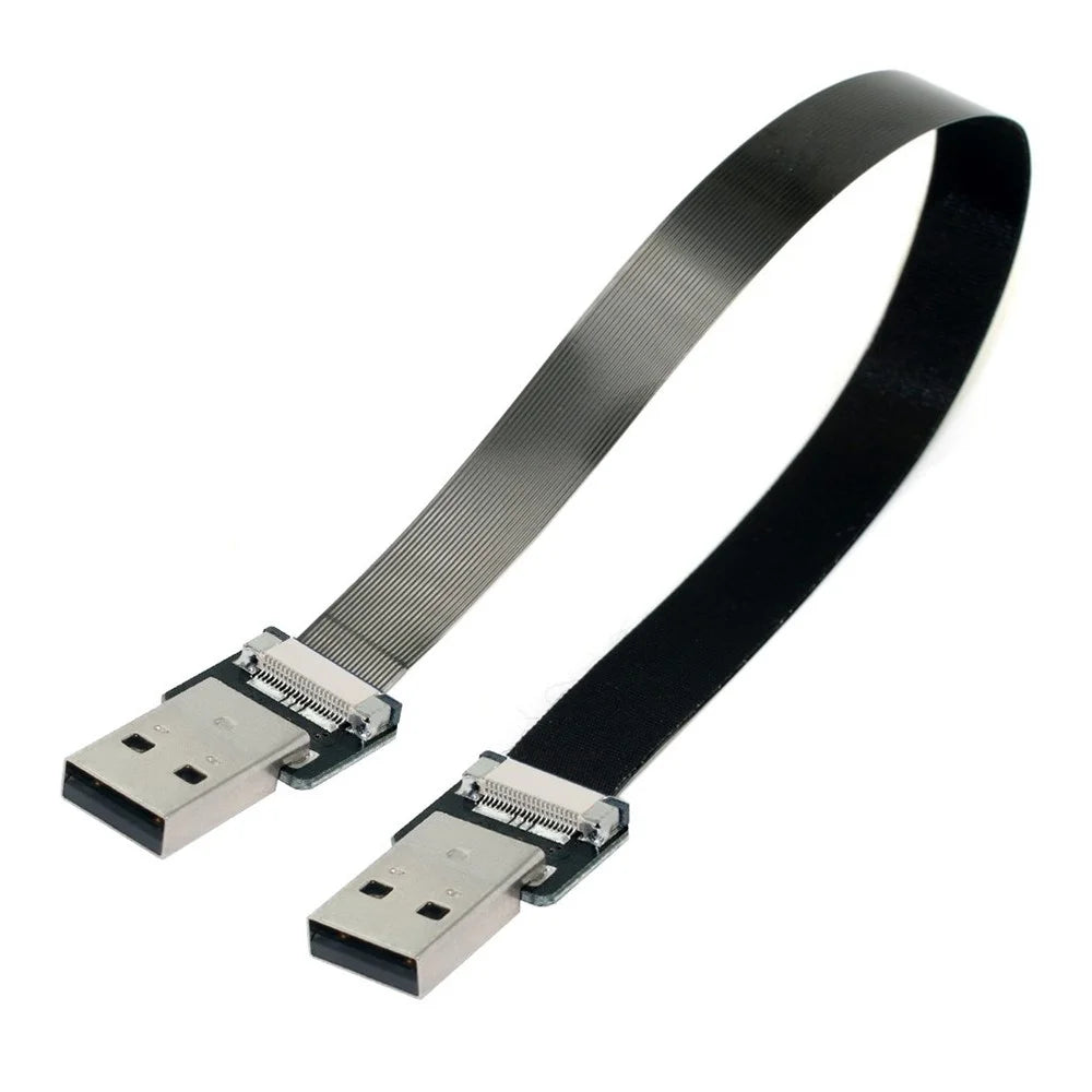 U2-031-BK-0.2M CN-011-MA/CN-011-MA/CN-019-0.2M USB 2.0 Type-A Male to Male Data Transfer Flat FPC Cable for FPV/Disk/Scanner/Printer - 6