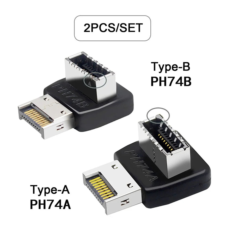 UC-059 2Pcs/Set USB 3.1 Motherboard Type-E Male to Female Extender Data Adapter Up/Down Angled Converter Support 10Gbps Transmission - 3