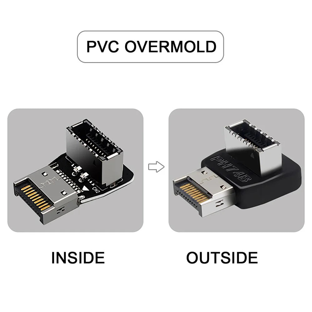 UC-059 2Pcs/Set USB 3.1 Motherboard Type-E Male to Female Extender Data Adapter Up/Down Angled Converter Support 10Gbps Transmission - 4