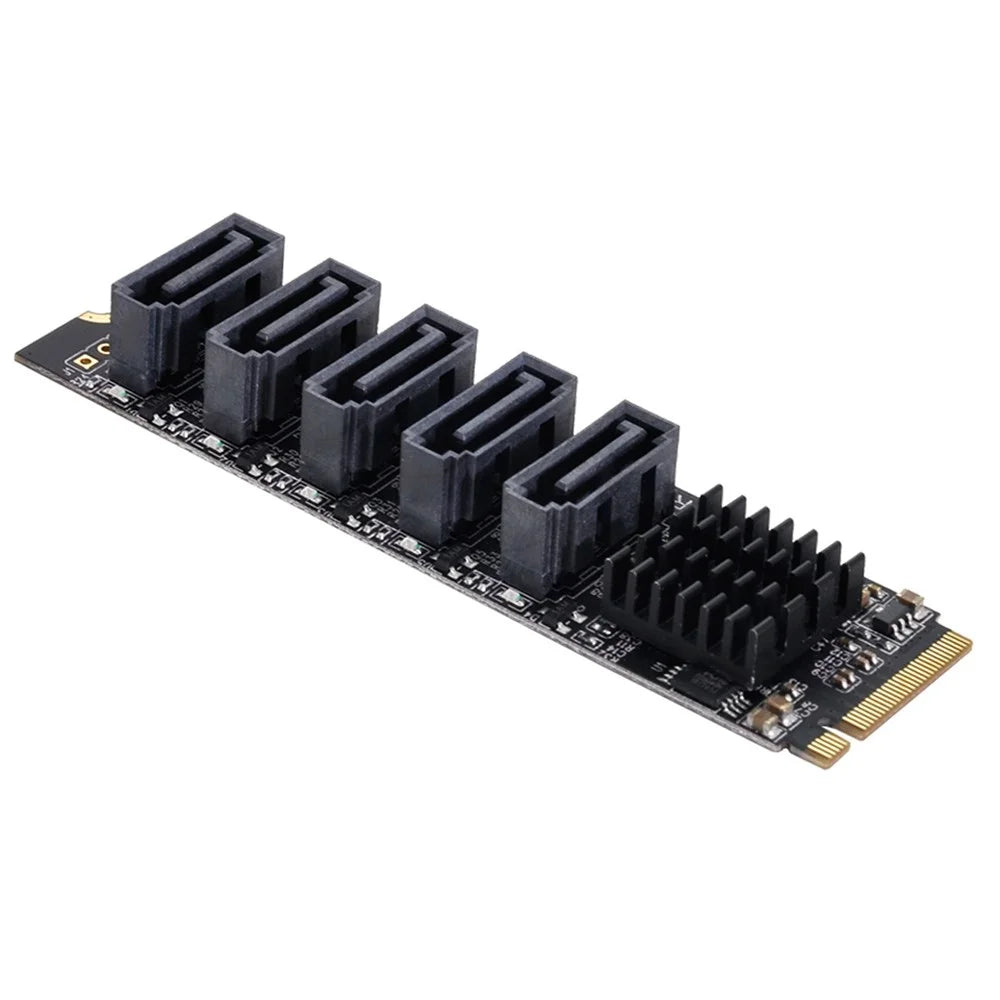 SA-004 22x80mm NGFF NVME M-Key PCI Express to SATA 3.0 5 Ports Adapter Card Converter Hard Drive Extension Card Support 6Gbps Data Transmission JMB585 2280 - 7