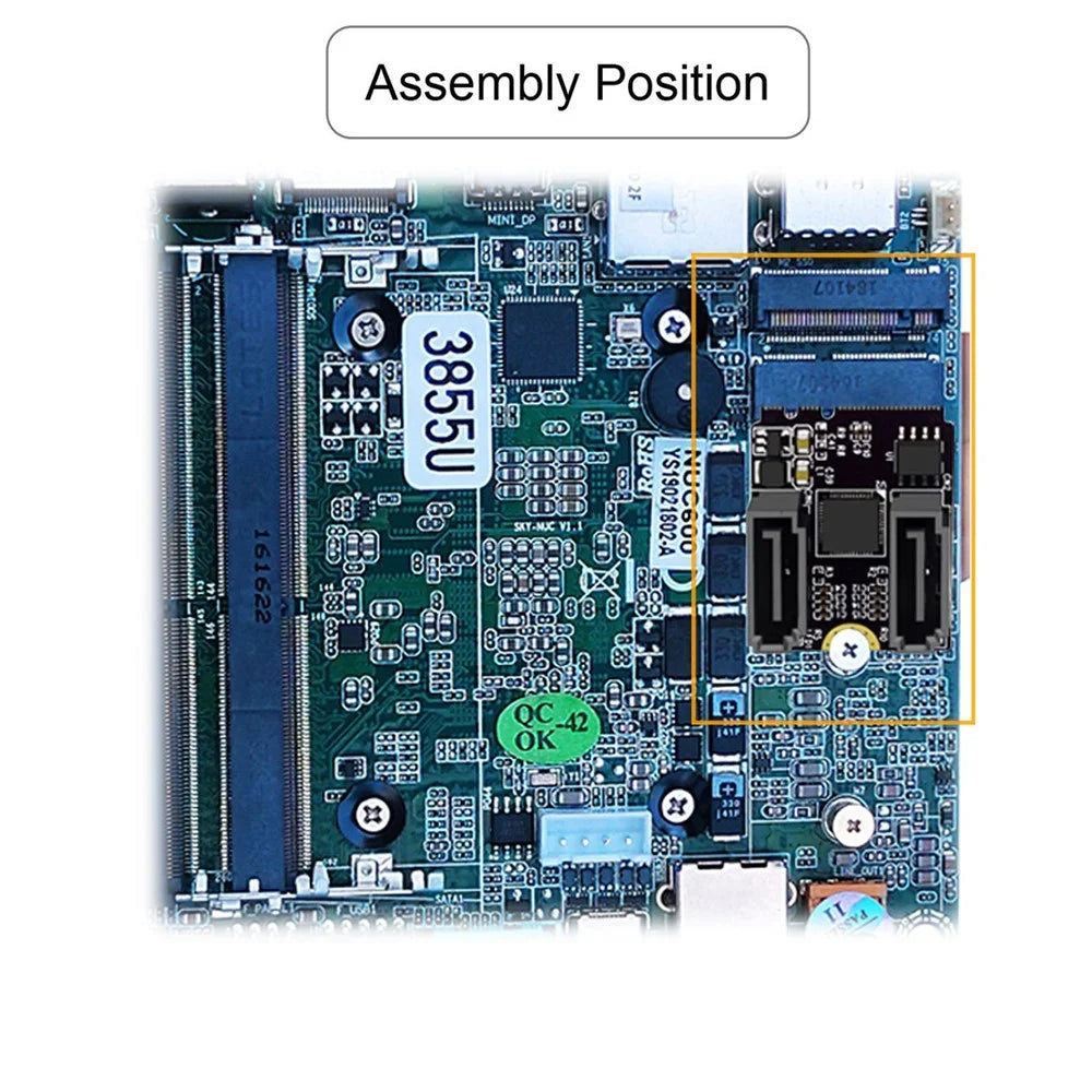 SA-034 22x30mm NGFF Key A+E PCI Express to Dual SATA-7P 3.0 6Gbps Adapter Card Hard Drive Extension Converter JMB582 - 6