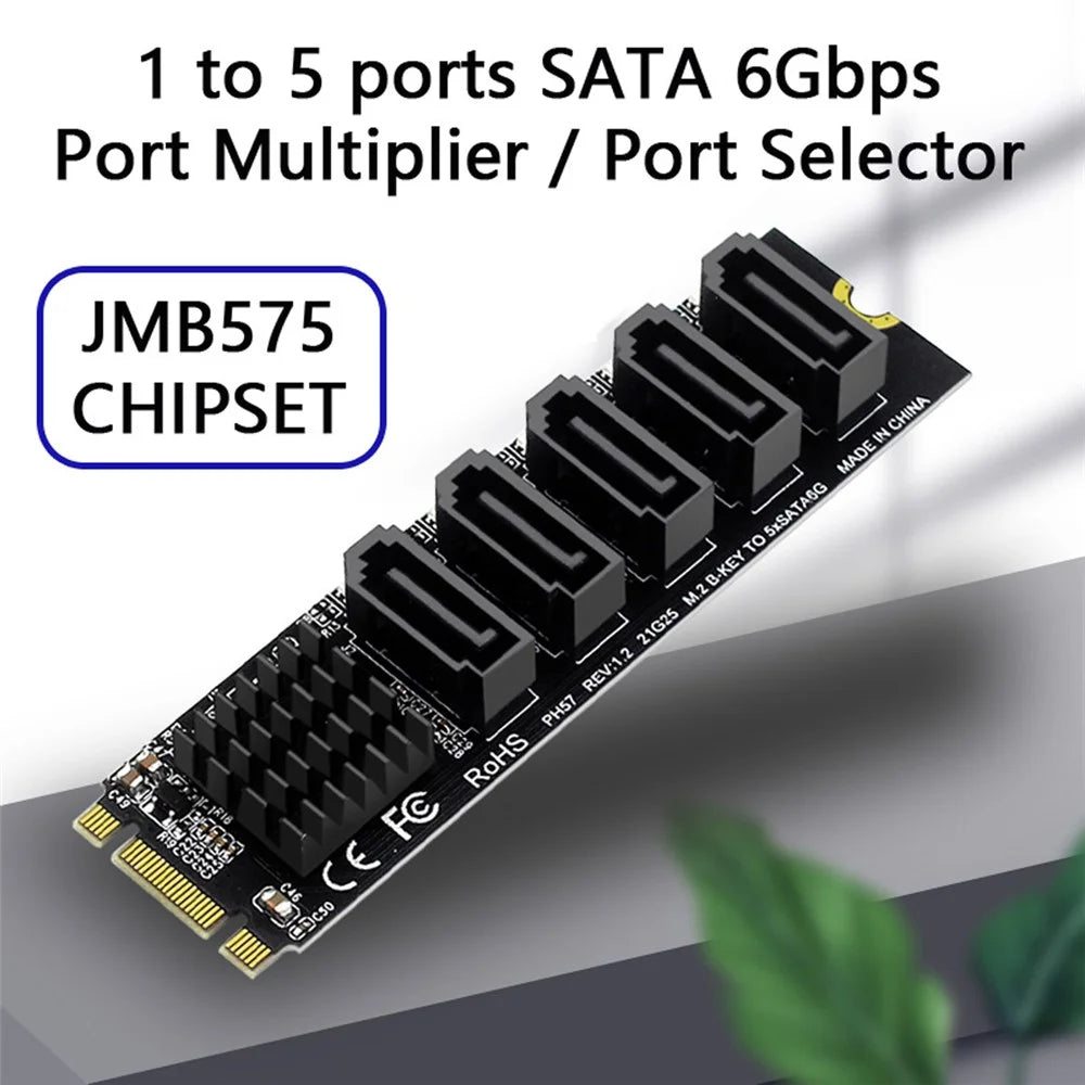 SA-035 22x80mm NGFF Key B+M to SATA 3.0 6Gbps 5 Ports Adapter Converter Port Select JMB575 - 2
