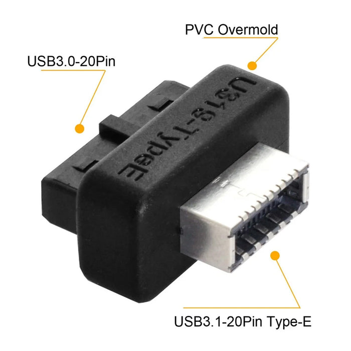 UC-069 Overmold USB 3.1 Front Panel Socket Key-A Type-E to USB 3.0 20Pin Header Male Extension Adapter - 4