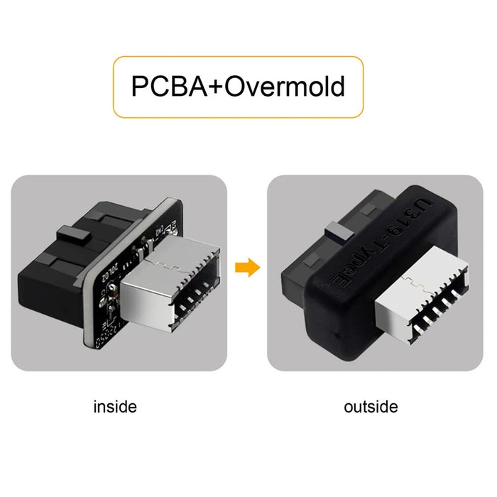 UC-069 Overmold USB 3.1 Front Panel Socket Key-A Type-E to USB 3.0 20Pin Header Male Extension Adapter - 6