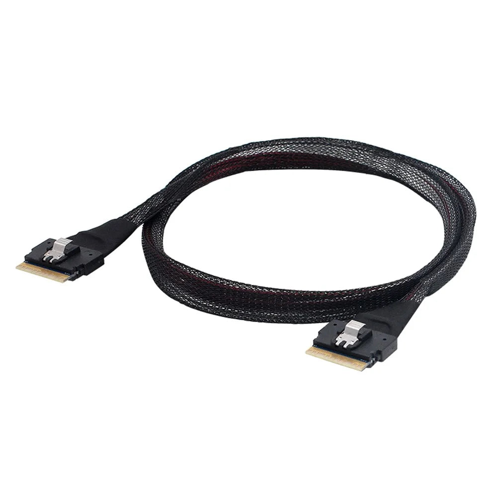 SF-028 0.5m PCI-E Slim Line SAS 4.0 SFF-8654 8i 74Pin Host to SFF-8654 Slim SAS Target Cable - 1
