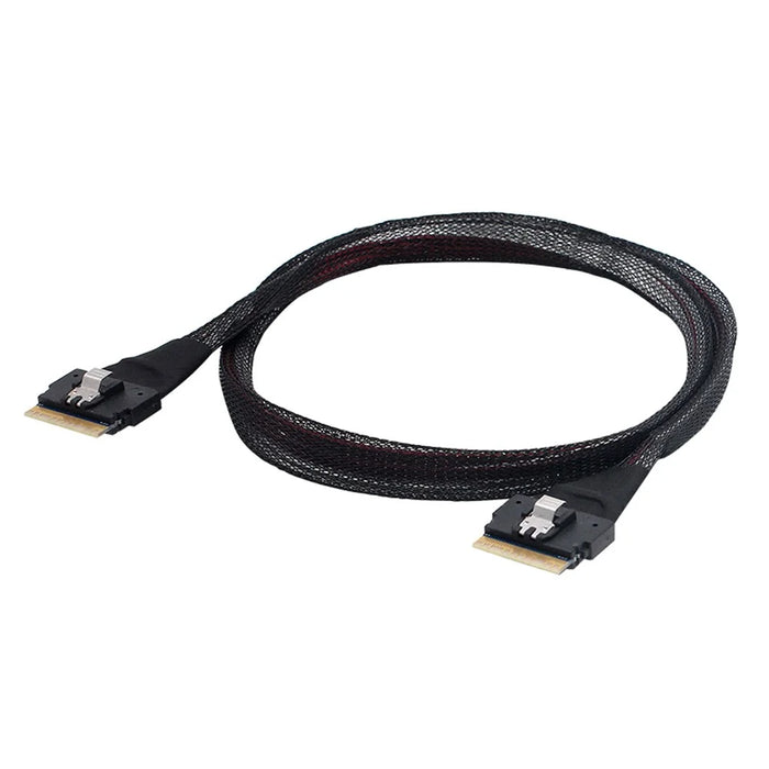 SF-028 0.5m PCI-E Slim Line SAS 4.0 SFF-8654 8i 74Pin Host to SFF-8654 Slim SAS Target Cable - 1