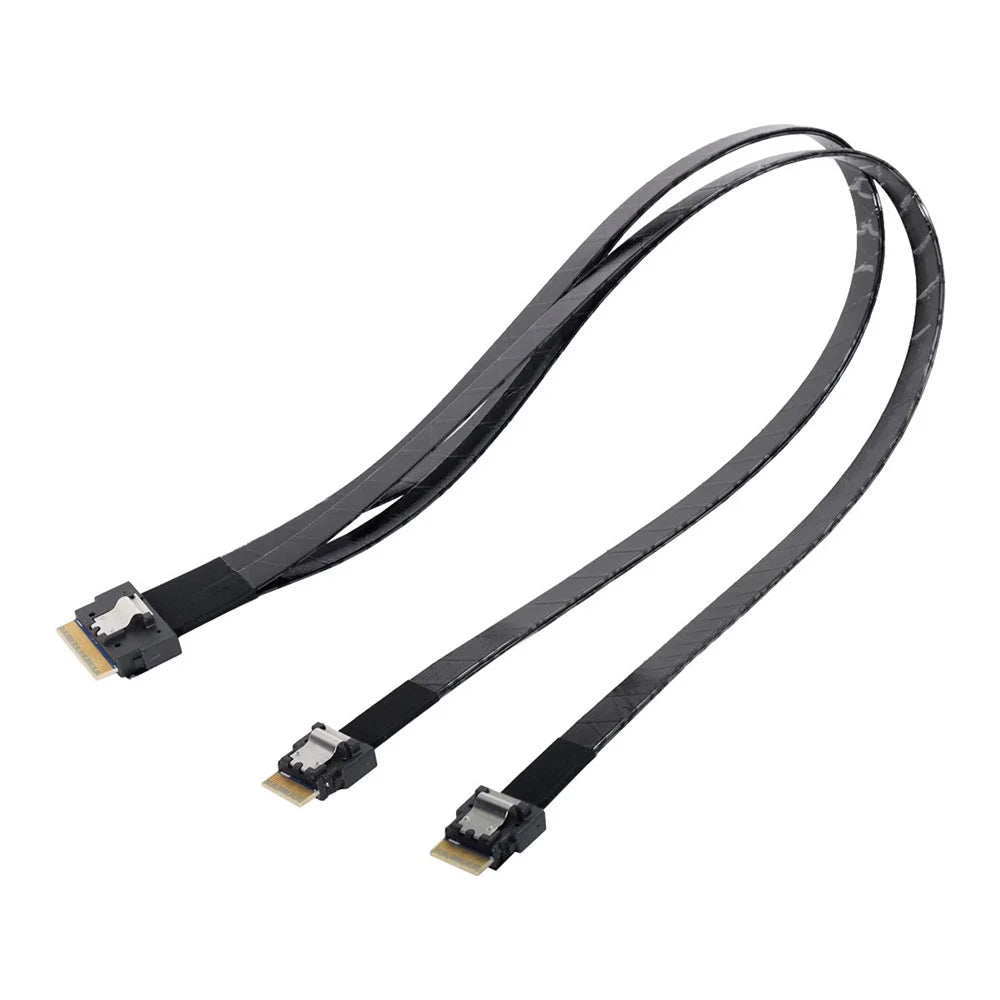 SF-034-0.4M PCI-E Ultraport Slimline SAS Slim 4.0 SFF-8654 8i 74Pin to Dual SFF-8654 4i 38Pin Cable - 7