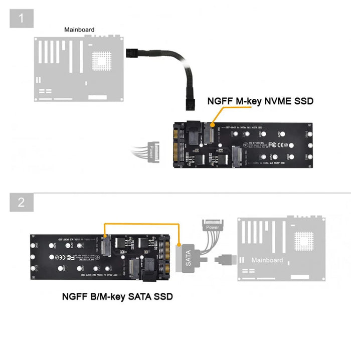 SF-033 HD SFF-8643+SATA Expansion Card to NGFF NVME PCIe SSD SATA Adapter for Mainboard - 3