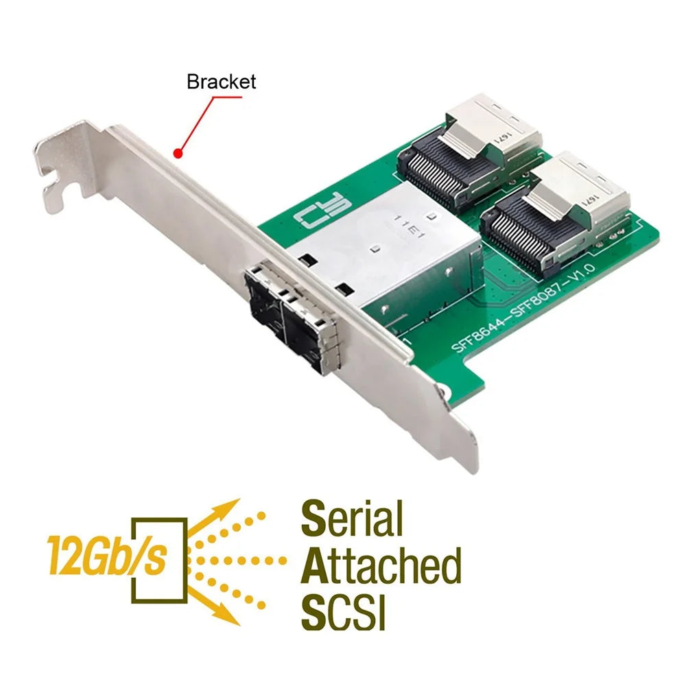 SF-019 2-Ports Mini SAS HD SFF-8644 to Internal Mini SAS SFF-8087 Adapter with Full PCIe Slot Profile Mounting Bracket - 2