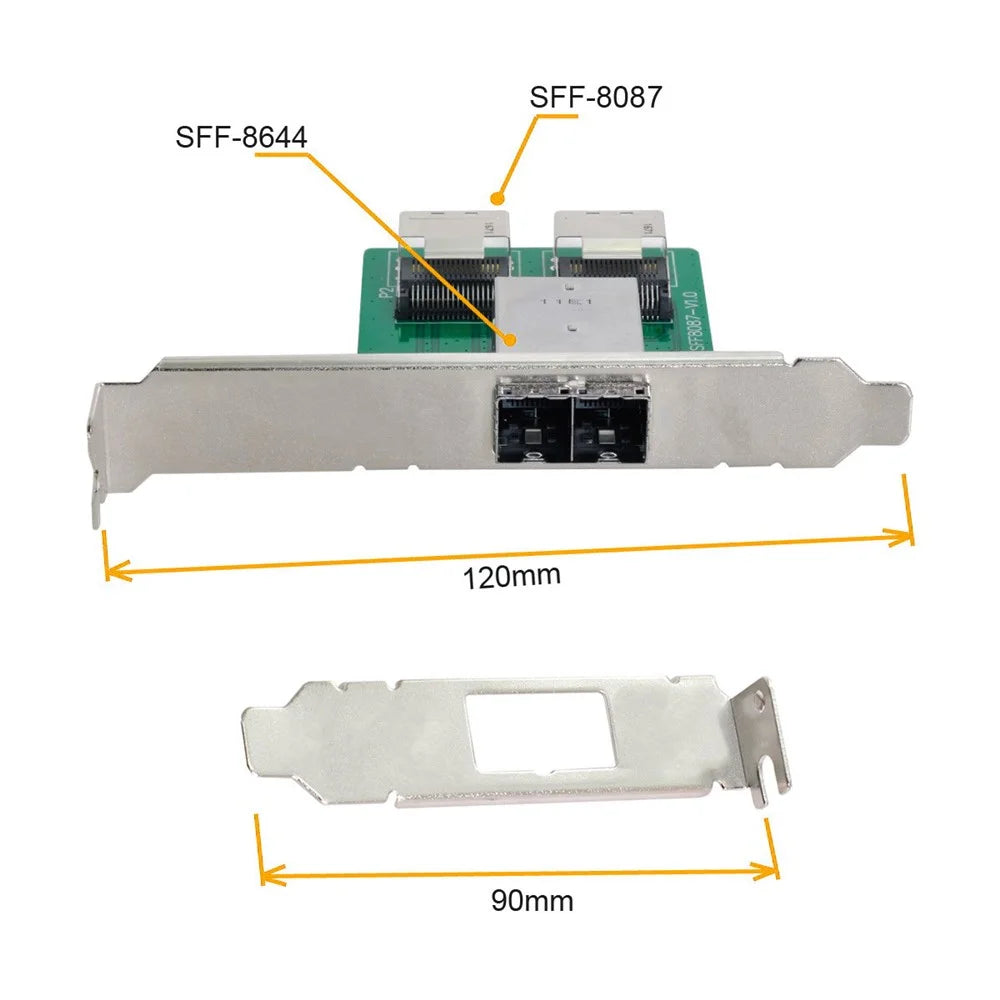 SF-019 2-Ports Mini SAS HD SFF-8644 to Internal Mini SAS SFF-8087 Adapter with Full PCIe Slot Profile Mounting Bracket - 6