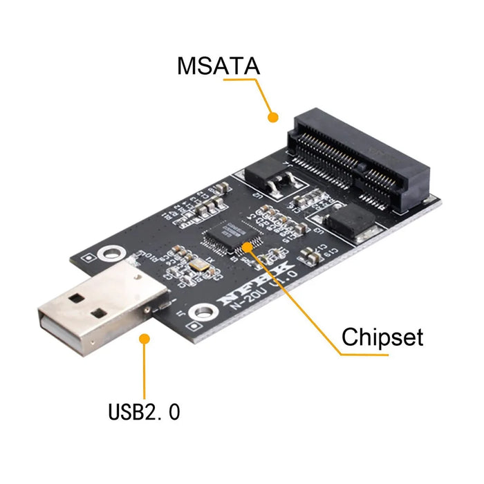 U2-008 Mini PCI-E mSATA to USB 2.0 External SSD PCBA Converter Adapter Card without Case - 2
