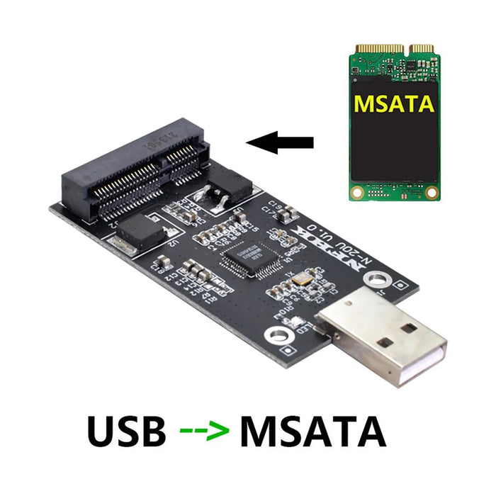 U2-008 Mini PCI-E mSATA to USB 2.0 External SSD PCBA Converter Adapter Card without Case - 5