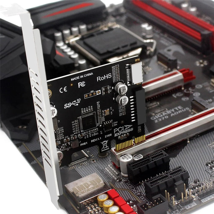 UC-039 Type-E USB 3.1 Front Panel Socket + USB 3.0 20-pin to PCI-E 1X Express Card VL805 Motherboard Adapter - 5