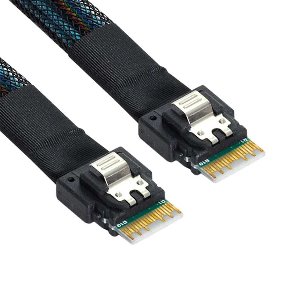 SF-100 50cm PCI-E Slim Line SAS 4.0 SFF-8654 4i 38pin Host to SFF-8654 Slim SAS Target Cable - 1