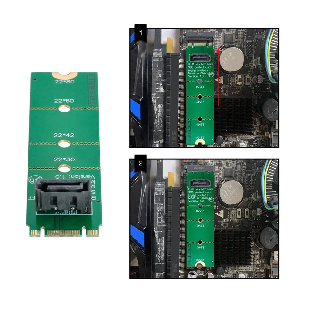 SA-007 Motherboard NGFF B/M-Key M.2 to Vertical SATA 7pin Hard Disk Drive SSD PCBA Extension Adapter Expansion Card - 5